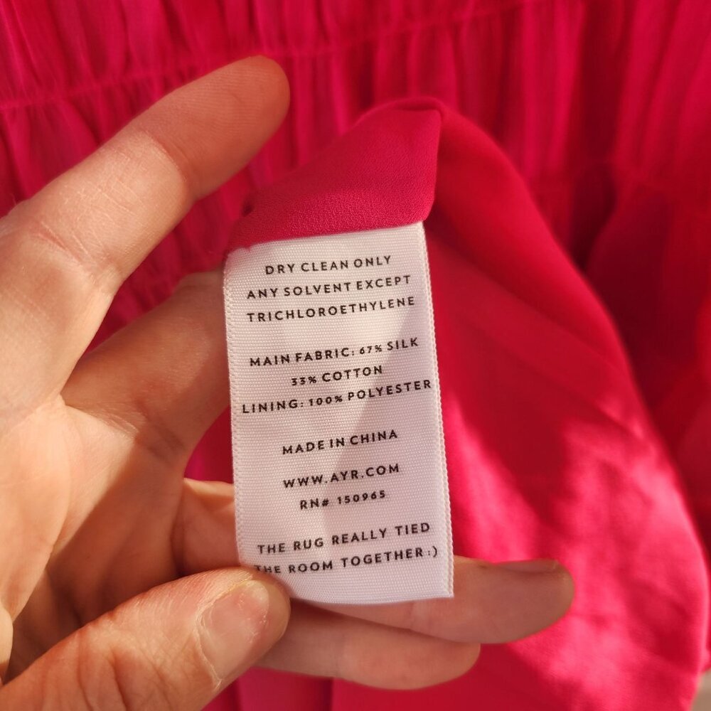 AYR Something Special Pink Silk Midi Dress Long Sleeve Feminine Women's M - Picture 6 of 8